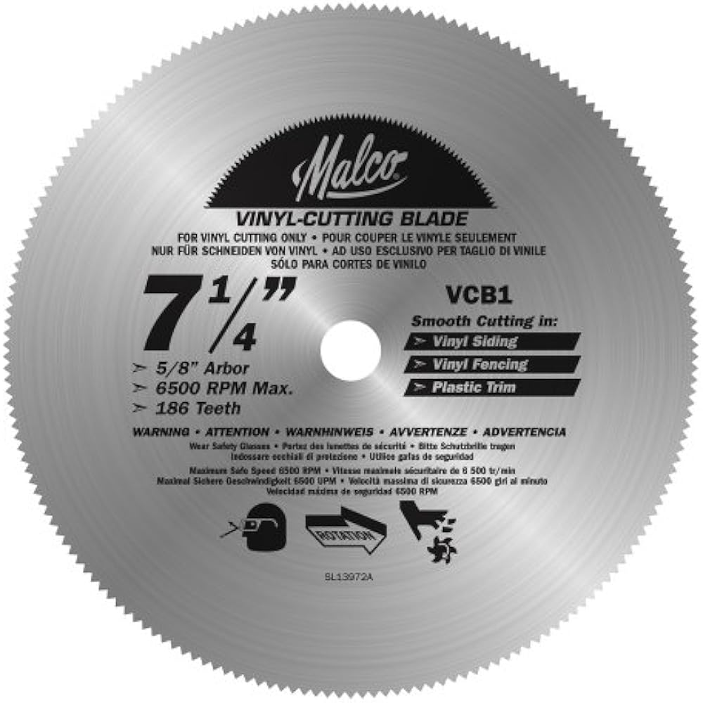 Malco Vcb1 7 1/4 Inch Vinyl Siding Fencing Cutting Circular Saw Blade