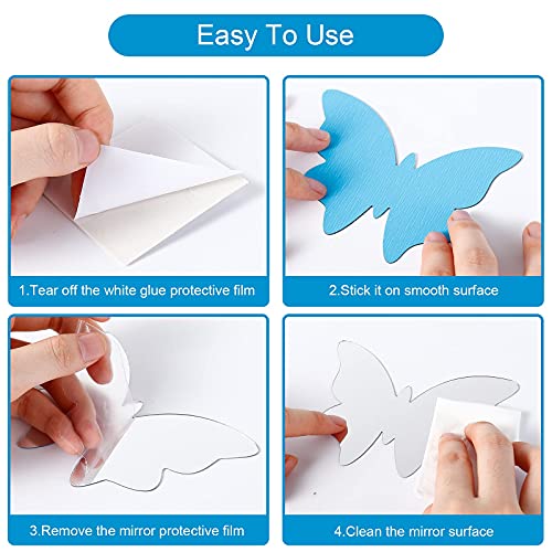 43 Pieces 3D Acrylic Mirror Wall Stickers with Butterfly Decor,DIY Live Laugh Love Family Mirror Wall Decor Solid Circle Mirror Wall Decal for Living Room Bedroom Classroom,SLDIYWOW