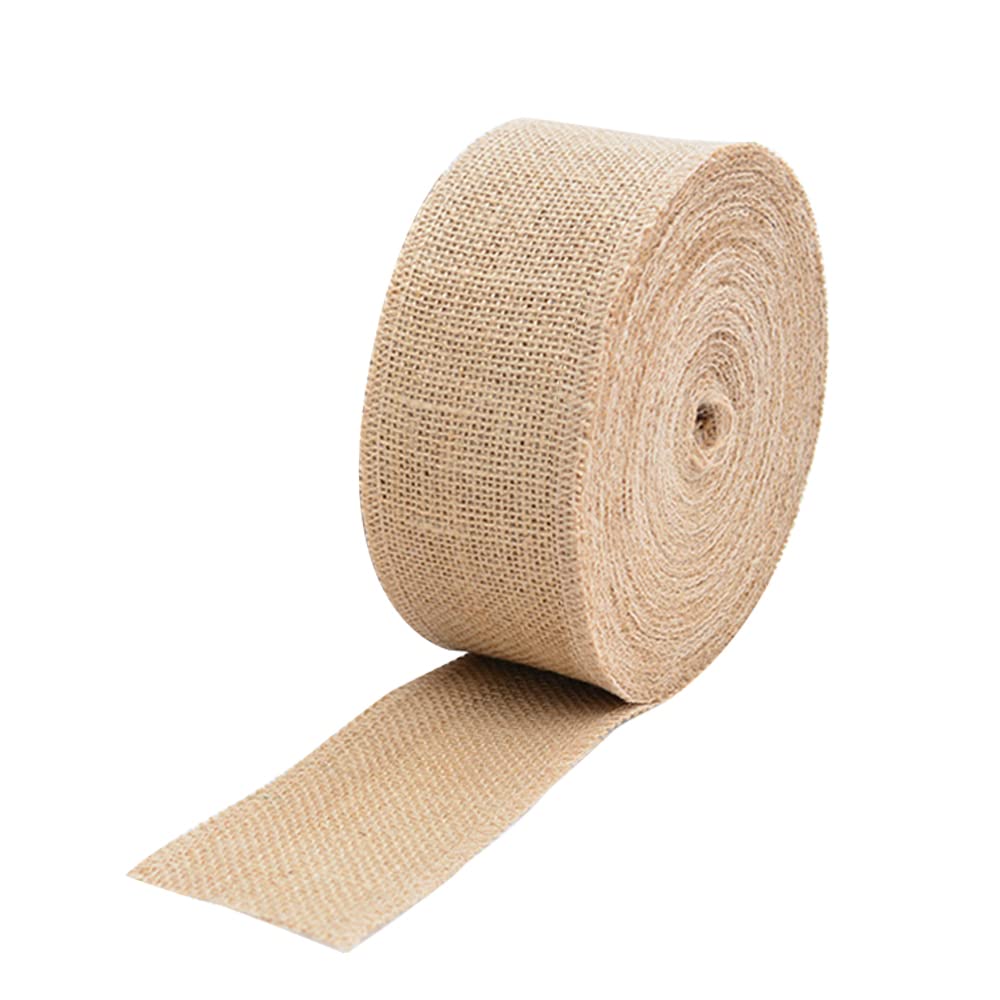 Dishaur 4cmx10M Hessian Ribbon Natural Jute Burlap Ribbon Roll Vintage for Gift Wrapping Crafting Wedding Christmas Decorations