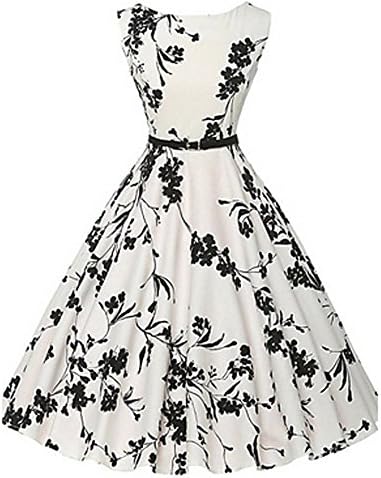 Women's Casual/Daily Vintage / Simple Sheath / Skater Dress,Flo Zecoo Round Neck Knee-length Sleeveless White Cotton All Seasons Mid Rise (M, white)