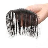 AOERT Straight Air Bang Heat Resistant Kanekalon Synthetic Hair Clip-in Bangs - Three Color Straight Fringe Clip in Bang (1B)