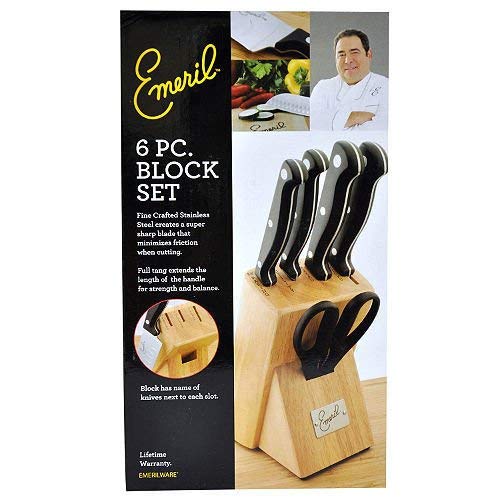 Emeril Lagasse 6Piece Knife Block Set (Natural) + Tungsten Carbide