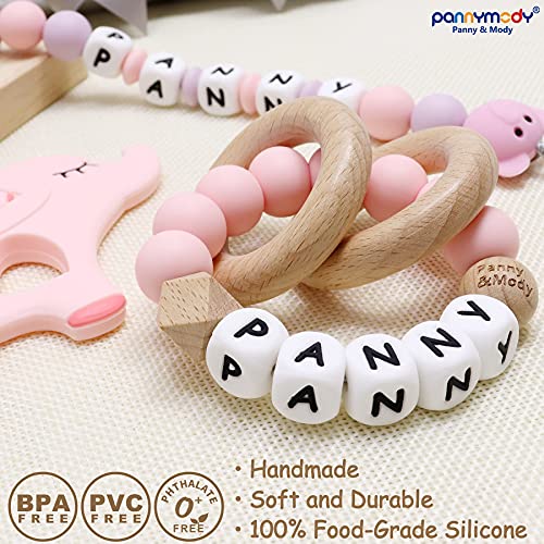 Personalized Baby Gift Set Teething Toys with Name, 4 in 1 Customizable Teethers, Customized