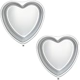 kefyixc Set of 2 Heart-shaped cake pan, heart-shaped cake tin, aluminum, 8-inch heart-shaped, for weddings, parties, family and other occasions cake (8 x 2 Inch,Set of 2)