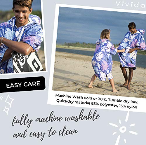 Vivida Lifestyle - Originele poncho met capuchon en droge veranderende badjas - badjas met sneldrogende stof, grote zak… - Image 4