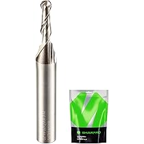 SpeTool Ball Nose Carbide End Mill 1/4 Inch Shank CNC Cutter Router Bits Double Flutes 3 Inch Total Length Spiral Milling Tool