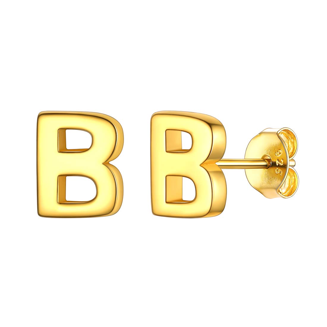 ChicSilver Letter B Stud Earrings for Women Gold Plated Monogram Letter Earring Jewelry — image 1