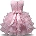 NNJXD Girl Dress Kids Ruffles Lace Party Wedding Dresses Size (90) 12-24 Months Pink