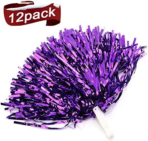 Comicfs 12 PCS Cheerleading Pom Poms Sports Dance Cheer Plastic Pom Pom for Sports Team Spirit Cheering, Party Dance Sports