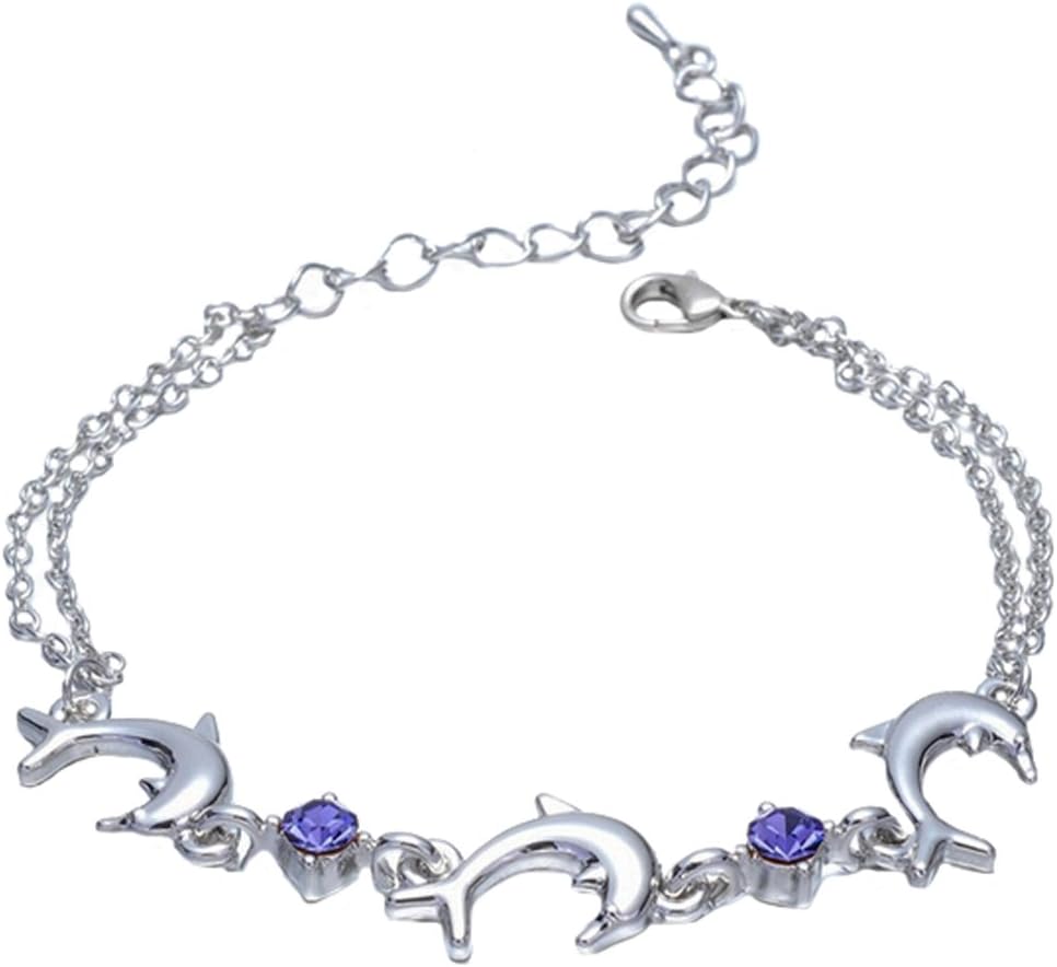 Pink Universe Austrian Crystal Dolphin Bangle Bracelet