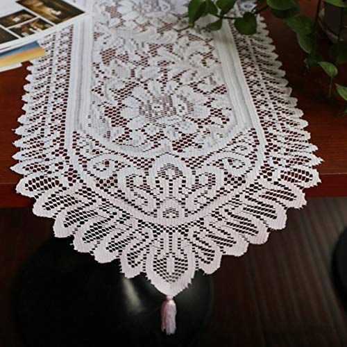 Tinsow 2 Pack Cotton Crochet Lace Rectangular Table Runner Dresser Scarf Doilies (Style A-2)