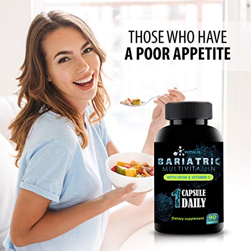 Bariatric Multivitamin - Vitamins for Post Gastric Bypass & Sleeve - Advantage for Weight Loss Surgery -with Iron & Vitamin C - 90 Vegan, Non-GMO, Dairy & Soy Free - Post Bariatric Health