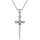 PROESS 925 Sterling Silver Dagger Necklace Cross Knife Pendant Necklace Medieval Sword Jewelry Gifts For Women Men