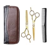 Affei Professional Hair Cutting Thinning Scissors Shears Hairdressing Barber Shears Kit With Adjustable Tension (6.0inch, Gold)