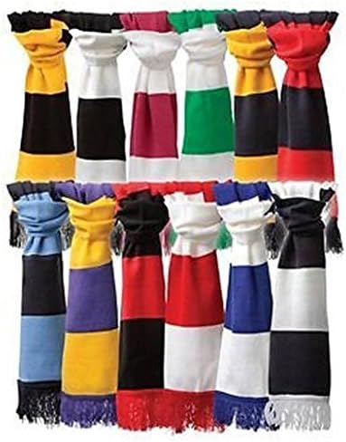 Varsity Scarf Unisex with Double Layer Knit, &amp; White Tassel (Red &amp; Black)