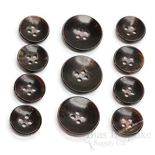 Set of 11 Modern Dark Brown Genuine Horn Suit Buttons
