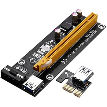 1Pack PCI-E Riser Cable 16x to 1x Powered GPU Riser Adapter Card 60CM USB 3.0 Extension Cable 4pin to SATA - Ethereum Mining ETH Miner Cable Rig (Black)