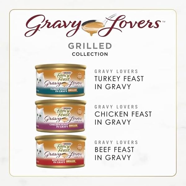 PURINA FANCY FEAST GRAVY LOVERS POULTRY AND BEEF GRILLED GOURMET WET CAT FOOD VARIETY PACK – (PACK OF 30) 3 OZ. CANS