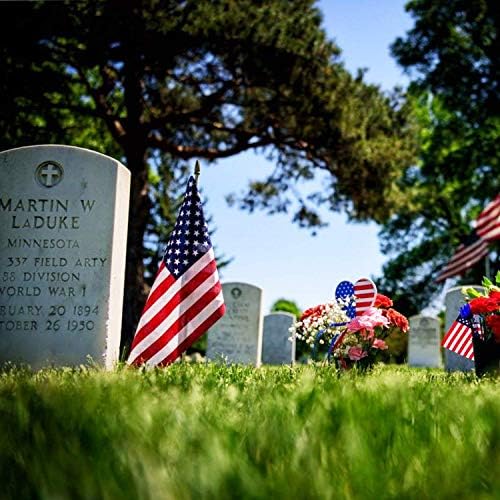 Small American Flag 4×6 Inch-12 Units, American Stick Flags/Grave Marker Flags/Small US Flag with Spear Prime, Excellent for Parades, Scout Troops, Returning Servicemen, July 4th Decorations (12)
