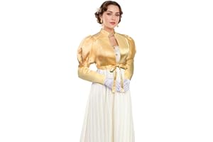 UniqKaliber Women's Regency Spencer Jacket, Victorian Long Sleeves Jacket Ball Gown Crop Coat