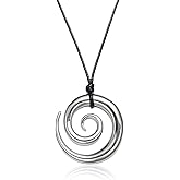 Aonklot Chunky Statement Necklace for Women Cord Necklaces with Gold Pendant Hollowed Spiral Necklaces Boho Dresses