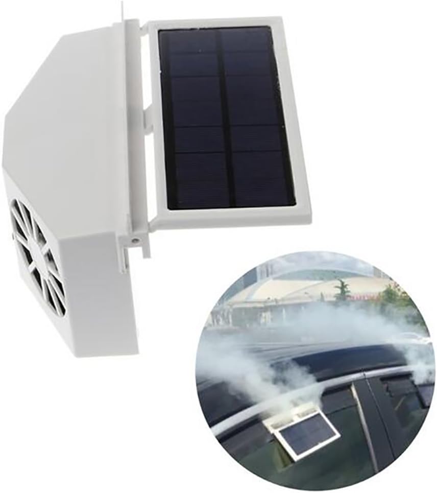 Auto Rechargeable Ventilation System Car Solar Energy Ventilator Window Fans Car Air Purify Clear Tool Air Vent Cool Exhaust Fan,White