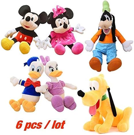 Amazon Co Jp ぬいぐるみ ぬいぐるみ人形6pcs ロット30センチメートルミッキーとミニーマウス ドナルドとデイジー グーフィー犬 冥王星犬漫画の図ぬいぐるみダック おもちゃ