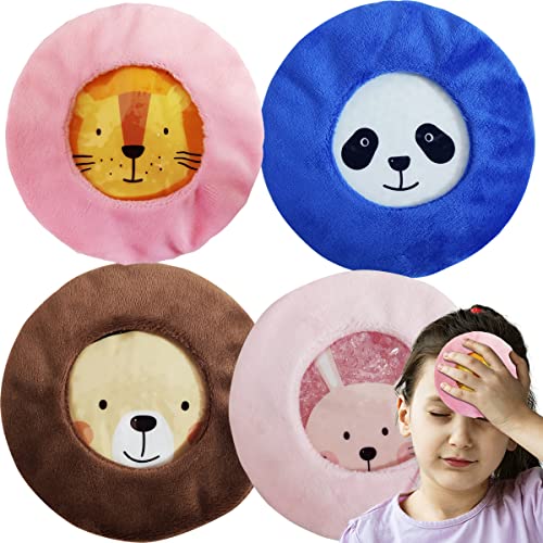 Kids Ice Pack, Hot Cold Pack, Kids Reusable Ice Pack, Pain Relief for Kids Injuries, Wisdom Teeth, Tired Eyes, Headaches, Extremely Comfortable Fabric Cover(4PCS Size:5.1in*5.1in)