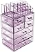 Sorbus Clear Cosmetic Makeup Organizer - Make Up & Jewelry Storage, Case & Display - Spacious Design - Great Holder for Dresser, Bathroom, Vanity & Countertop (3 Large, 4 Small Drawers) [Purple]
