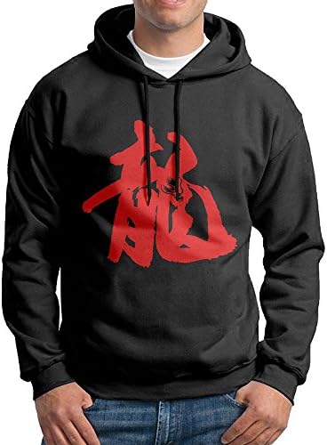 Dragon In Chinese Characters Men's Pullover Hoodie Lightweight Classic Fit Hooded Sweatshirt No Pocket