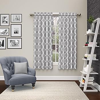 2 Panels 50 In Width X 63 In Length Damask Print Farmhouse