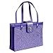 Fashion Embossed Paisley Flower File Organizer Tote with Classy Purple Faux Leather