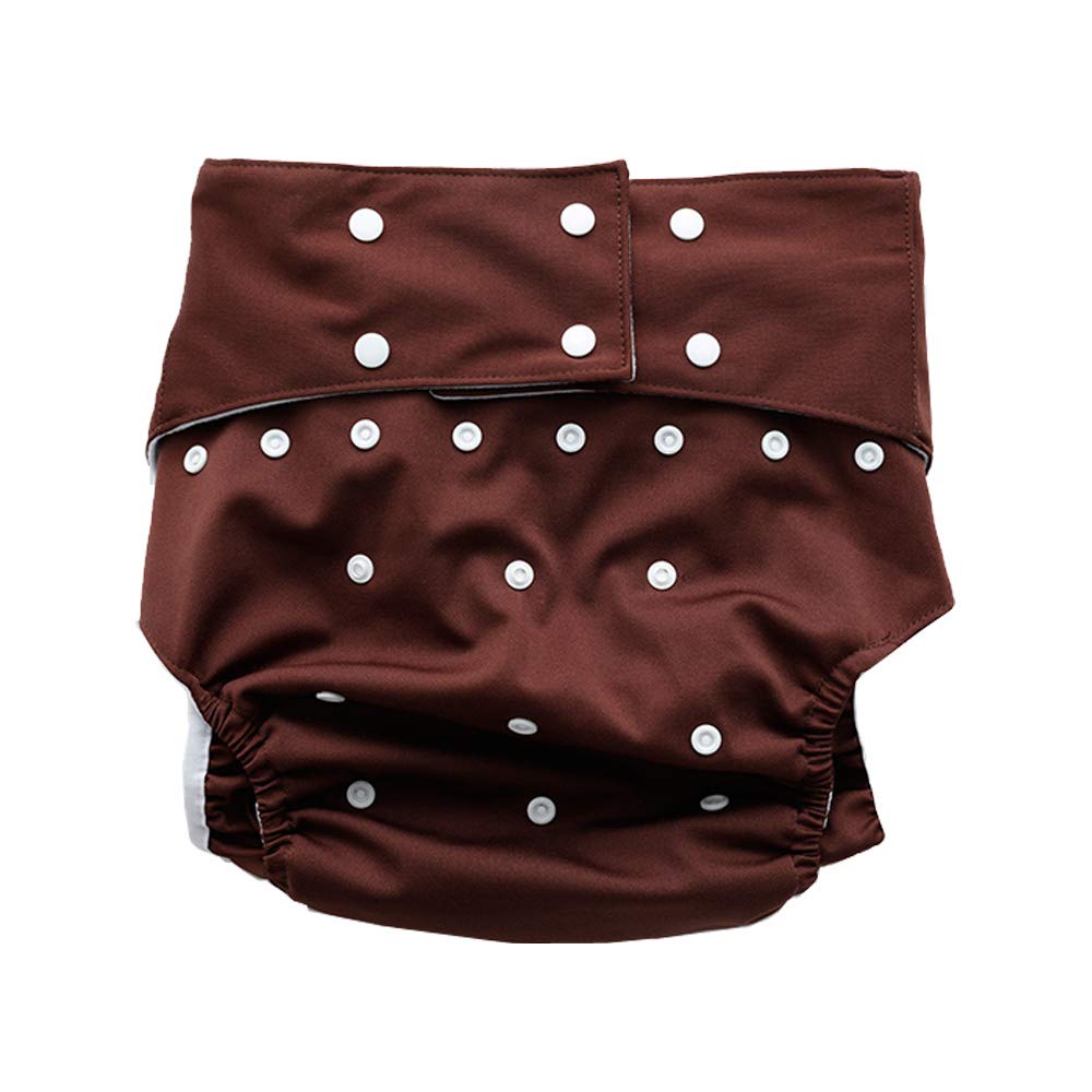 Adult Diaper Nappies, Washable/Reusable; Overnight Protective Underwear ; Elderly Care Cloth Diaper, Easy to Dry/Wash (Coffee)