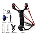 Popshot(TM) Powerful Black Folding Hunting Fishing Slingshot with Rubber Bands Fishing Reel Broadheads Protective Wristband & Glove Kits Bowfishing Set