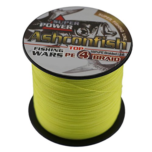 Ashconfish Braided Fishing Line- 4 Strands Super Strong PE Fishing Wire- 6lb to 100lb Test-100M/300M/500M/1000M(109Yards/328Yards/547Yards/1093Yards)-Abrasion Resistant - Zero Stretch-Multiple Colors
