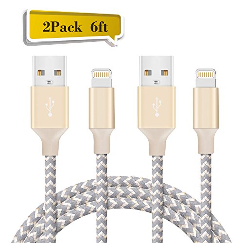 Iphone lightning cable alanda extra long 2pack 6ft nylo…