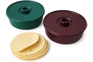 Dependable Industries inc. Essentials 2-Pack Tortilla Warmer – 8.5" BPA-Free Microwave-Safe Insulated Container with Lid – Ke