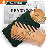 Beard comb for men POCKET comb MUSTACHES comb Wood beard comb SET Wooden mens beard comb Black hair mens combs Dual Bristle Widths ANTI-Static LEATHER case No Curls &Tangles Gift CARD Best deal