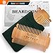 Beard comb for men POCKET comb MUSTACHES comb Wood beard comb SET Wooden mens beard comb Black hair mens combs Dual Bristle Widths ANTI-Static LEATHER case No Curls &Tangles Gift CARD Best deal
