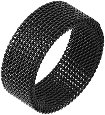 8MM Black Stainless Steel Mesh Ring (11)