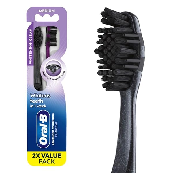 ORAL-B CHARCOAL TOOTHBRUSHES, MEDIUM 2CT