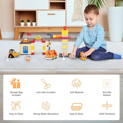 LIWEGHT Grey 2 CM Thick Baby Play Mat, Nursery Area Rug Coral Velvet Crawling Rugs for Toddler Children Play Mat Yoga Mat Exercise Pads Carpet, Home Decor for Nursery, Kids Bedroom, 200 * 200cm