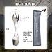 LightArctic Titanium Ultralight 3 in 1 Spork – Best For Camping Hiking and Backpacking, Multitool with Spoon Fork and Knife. Sturdy Personal Outdoor Travel Cutlery – With Protective Carrying Cloth Bag