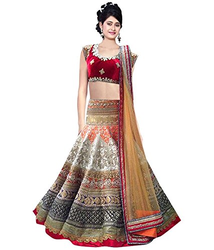 Shopaholic Women's Art Silk Designer Lehenga Choli Free Size Multi