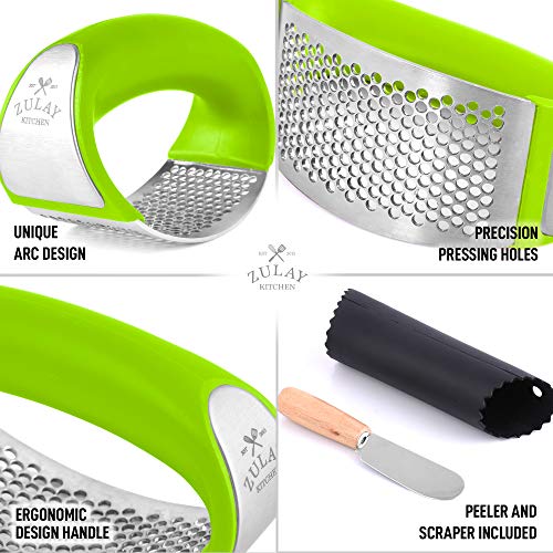 Zulay Stainless Steel Garlic Press Rocker Set Premium Garlic Mincer