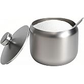 hiwafifi 15oz Sugar Bowl with Lid And Spoon, Stainless Steel Sugar Creamer Container, Round Sugar Jar, Durable Sugar Pot for Coffee Bar Accessories, Coffee Bar Decor, Home and Kitchen Storage, Silver