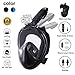 Ufanore Full Face Snorkel Mask, Snorkel Mask with Detachable Camera Mount & Foldable 180° Panoramic View, Free Breathing & Anti-Fog & Anti-Leak Snorkerling mask for Adult