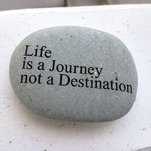 Life is a Journey not a Destination Engraved Quotes Stones Inspirational Sandblast Stone, Perfect Gorgeous Unique Gift Ideas, Natural Beach Pebble Rock