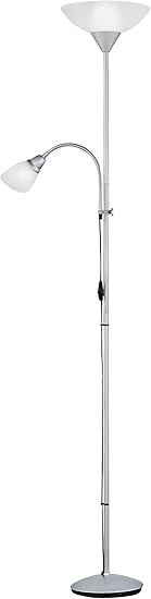 reality erzwo lampara de pie con interruptor de cable y pie necesarias bombilla superior e27 de maximo 150 w y bombilla en lector e14 de maximo 40w