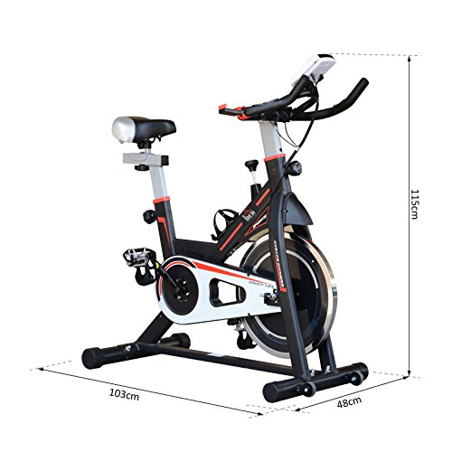 HOMCOM 8kg Flywheel Stationary Exercise Bike Racing Bicycle Home Fitness Trainer with Adjustable Resistance LCD Display… - Image 3